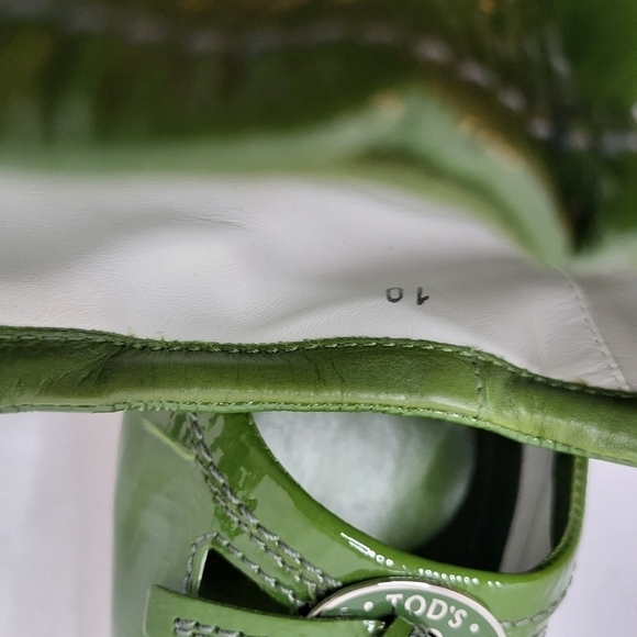 Tod's Green Suede Loafers with Decorative Buckle - Picture 8 of 14